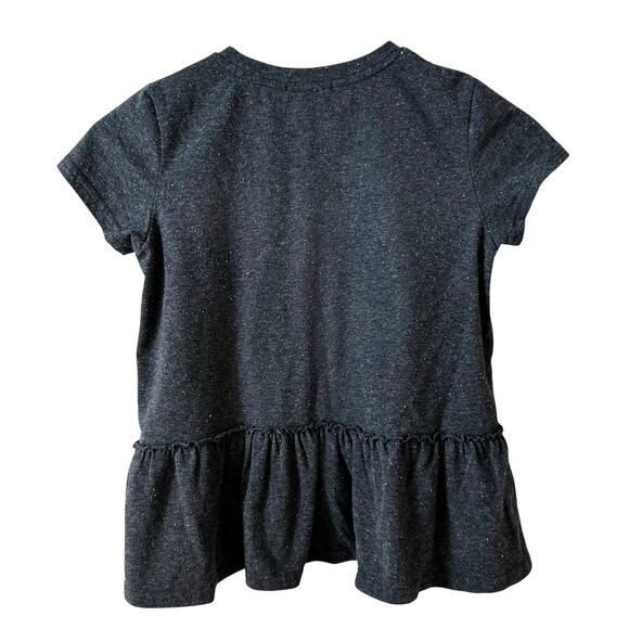 Forever 21 Girls Sequin Short Sleeve T Shirt Ruffle Hem Spotted Gray Size 11/12 - Picture 2 of 7